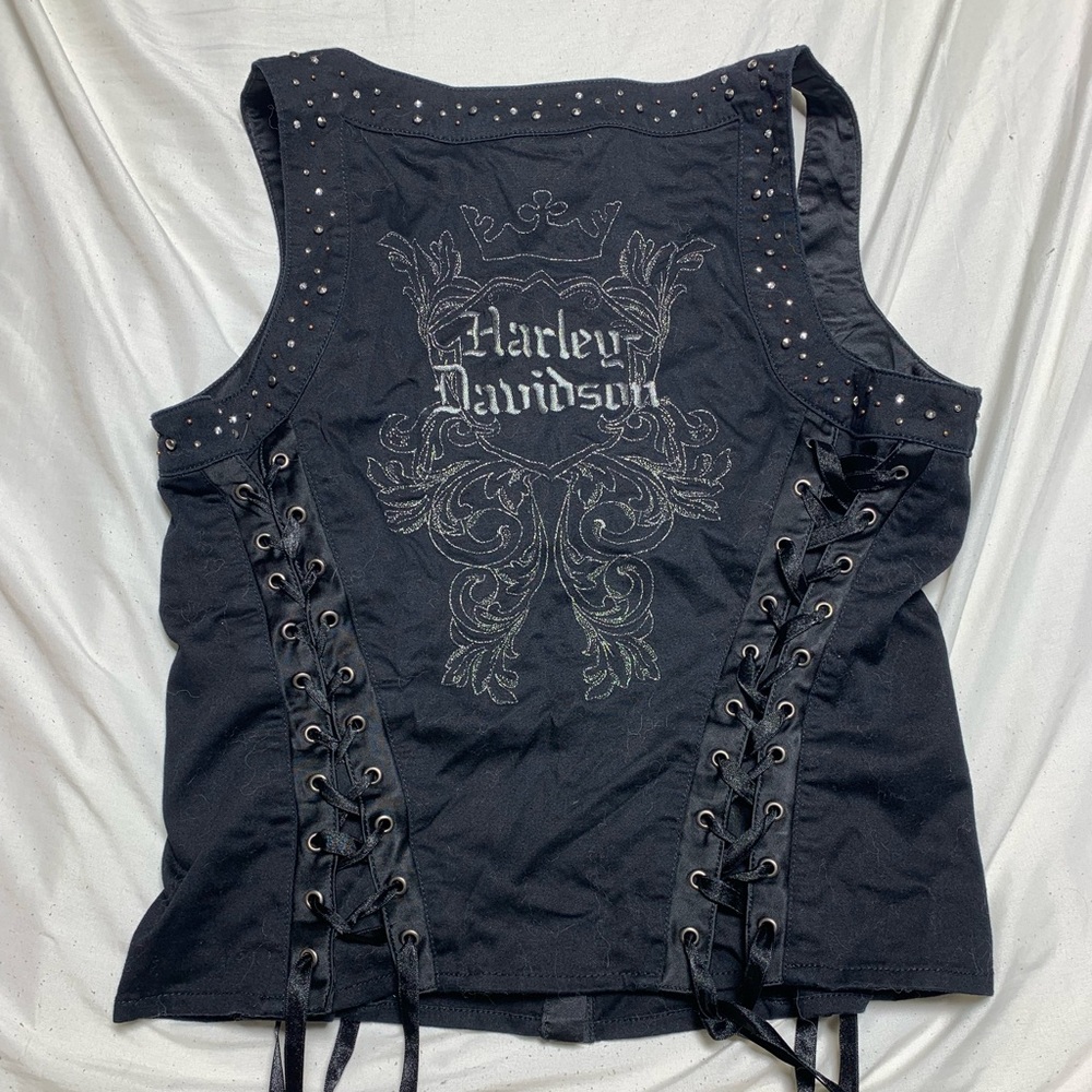 Harley Davidson cotton and ribbon vest size L